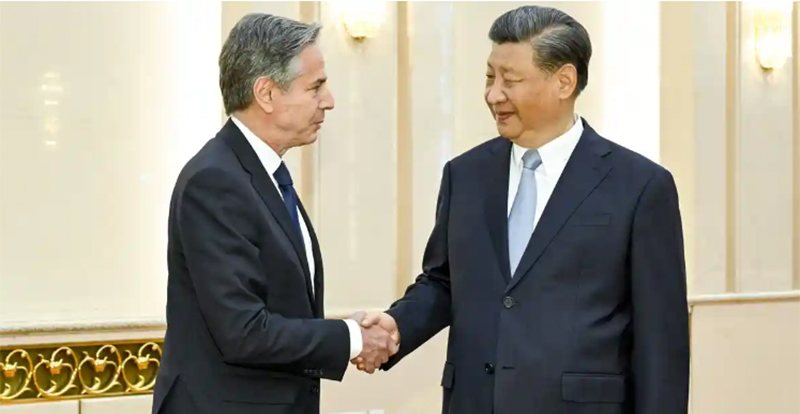 2023年6月19日，美國國務卿布林肯與中國國家主席習近平會面。(網路照片)
